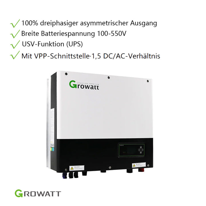 Growatt SPH 10000TL3 BH-UP 10kW Hybrid Wechselrichter 3-phasig & ARK 1 ...