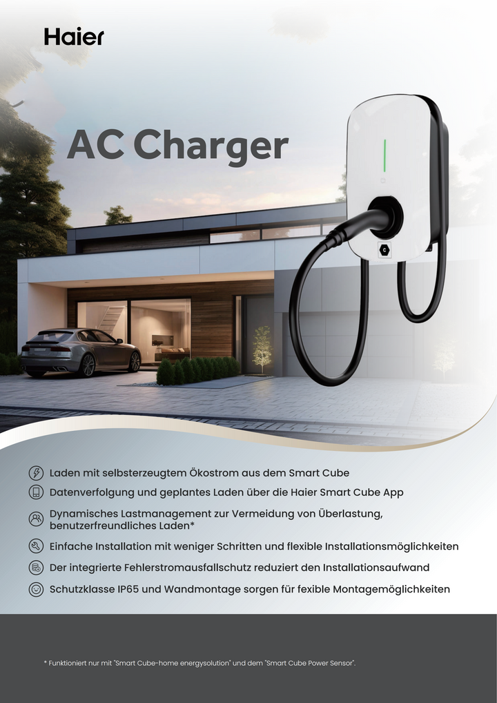 Haier Smart Cube EV AC Charger 7 kW 4G – 5 m Kabel Type 2 Weiß (HEVAC ...